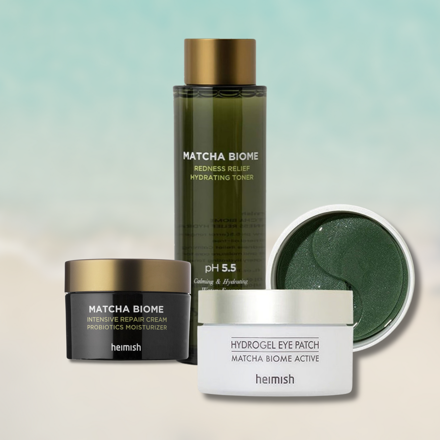 Matcha trió, koreai kozmetikum, heimish, eyepatch