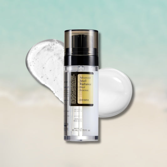 Cosrx Advanced Snail Radiance Dual Essence – kettős formulájú esszencia csiganyálkával, ránctalanító és bőrtónusjavító hatással.